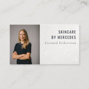 Minimale elegante glanzende zilveren glitter foto visitekaartje