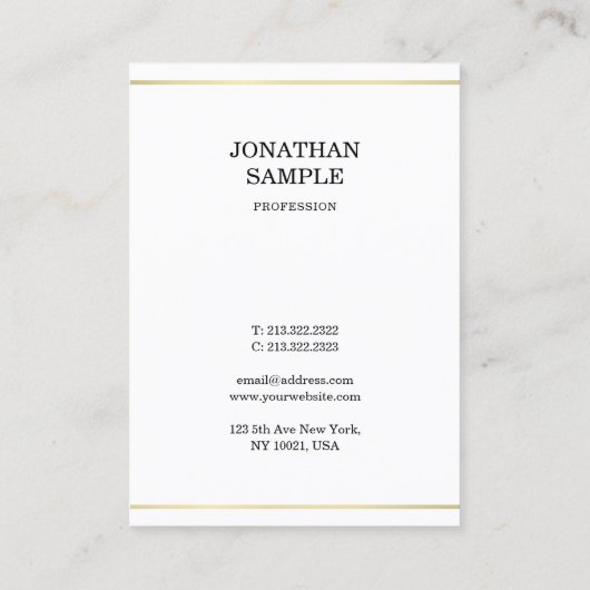 Minimale elegante Gold Professional Design Luxury Visitekaartje (Achterkant)