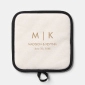 Minimale & Elegante Gouden Monogram Bruiloft Pannenlap (Voorkant)