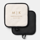 Minimale & Elegante Gouden Monogram Bruiloft Pannenlap (Voorkant / Achterkant)