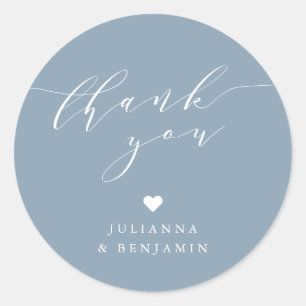Minimale elegante Heart Dusty Blue-naam Hartelijk  Ronde Sticker