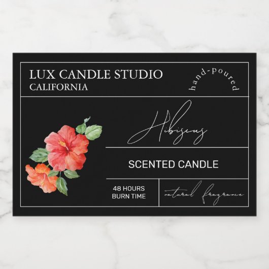 Minimale Elegante Hibiscus Kaarsenpot Label Voedselcontainer Etiket (Enkel label)