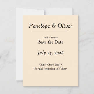 Minimale Elegante Ivoor Save the Date Kaart
