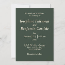 Minimale Elegante Jachtgroene Uitnodiging