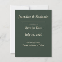 Minimale Elegante Jager Groen Save the Date Kaart