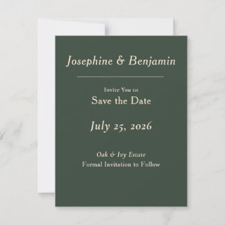 Minimale Elegante Jager Groen Save the Date Kaart