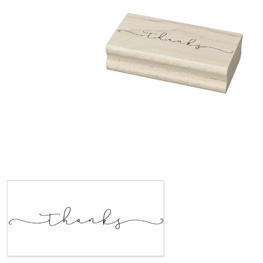 Minimale Elegante Kalligrafie Dank u Script Rubberstempel (Gestempeld)