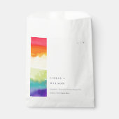 Minimale elegante kleurrijke regenboogbruiloft bedankzakje (Voorkant)