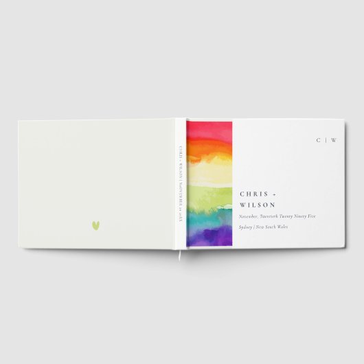 Minimale elegante kleurrijke regenboogbruiloft gastenboek (Volledig)