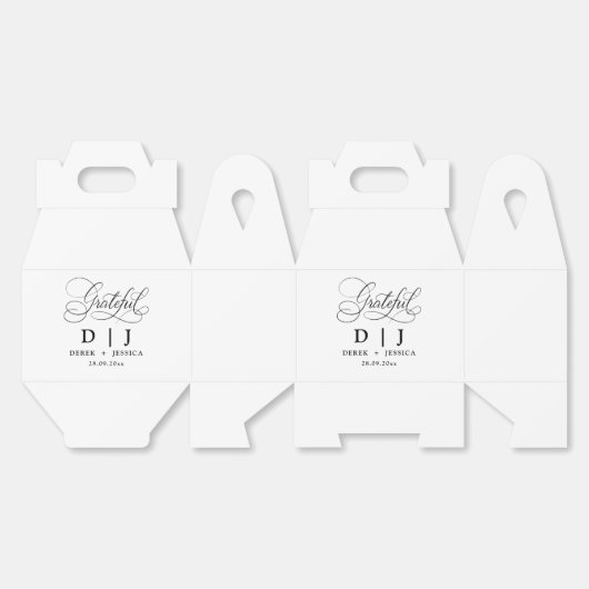 Minimale Elegante Luxe Witte & Zwarte Huwelijk Bedankdoosjes (Ongevouwen)