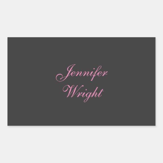 Minimale elegante moderne grijze roze feminine rechthoekige sticker (Voorkant)
