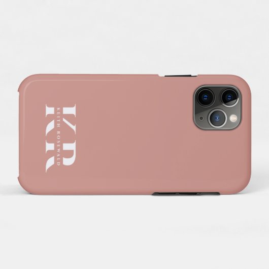 Minimale elegante monogram roze Rose Case-Mate iPhone Case (Achterkant (horizontaal))
