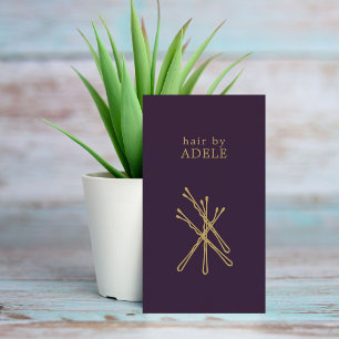 Minimale Elegante Paarse Gouden Spelden Hair Styli Visitekaartje