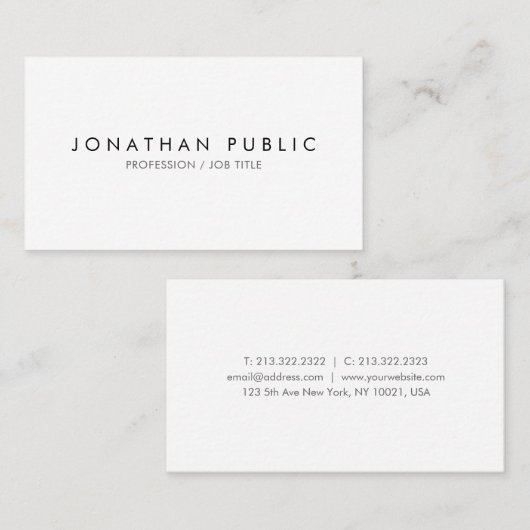 Minimale elegante professionele Sjabloon Moderne Visitekaartje (Voorkant / Achterkant)