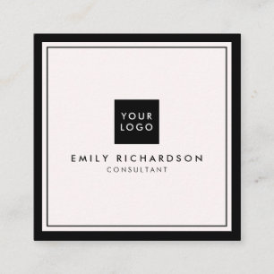 Minimale elegante roze zwart voegt uw logo toe vierkante visitekaartje