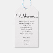 Minimale & Elegante Script bruiloft Welkom Cadeaulabel (Voorkant)