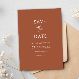 Minimale Elegante Terracotta Bruiloft Save The Date