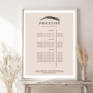 Minimale Elegante Wenkbrauw Salon Prijslijst Poster