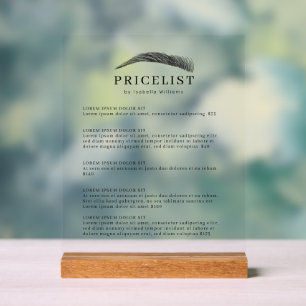 Minimale Elegante Wenkbrauw Salon Prijzenlijst Acryl Bord