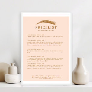 Minimale Elegante Wenkbrauw Salon Prijzenlijst Poster
