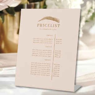 Minimale Elegante Wenkbrauw Salon Prijzenlijst Reclamebord Met Voetstuk