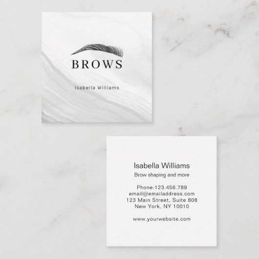 Minimale elegante wenkbrauwen vierkante visitekaartje (Voorkant / Achterkant)