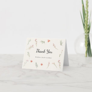 Minimale Elegante Wilde Bloem Budget Bruidsfeest Bedankkaart