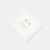 Minimale & Elegante Witte en Gouden Monogram Bruil Servet (Hoek)