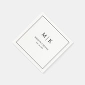 Minimale & Elegante Witte en Zwarte Monogram Huwel Servet (Hoek)