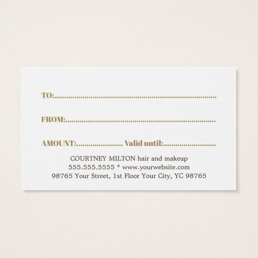 Minimale Elegante Witte Faux Gouden Lijn Hart Scho Visitekaartje (Achterkant)