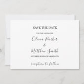 Minimale elegante witte klassieke bruiloft save the date (Voorkant)