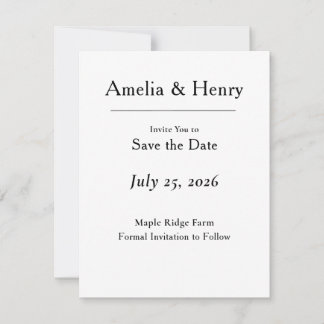 Minimale Elegante Witte Save the Date Kaart
