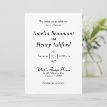 Minimale Elegante Witte Trouwuitnodiging