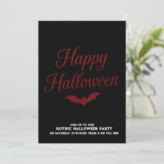 Minimale elegante zwart rood gotische Halloween Pa (Staand voorkant)