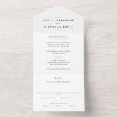 Minimale elegante zwart-wit bruiloft all in one uitnodiging (Binnen)