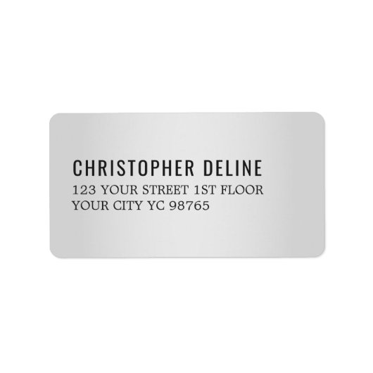 Minimale elegante zwarte Faux Silver Label (Voorkant)