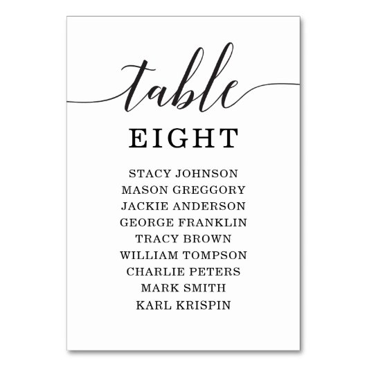 Minimale elegantietabelnummering kaart (Voorkant)