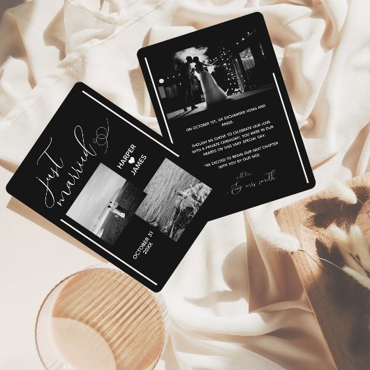 Minimale Elopement Aankondiging | Modern zwart