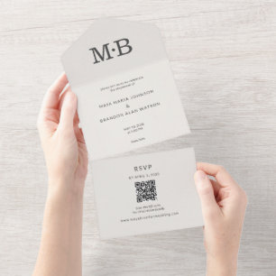 Minimale Elopement All-in-One Trouwuitnodiging All In One Uitnodiging