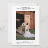 Minimale Elopement Reception Wedding Photo Invite (Achterkant)