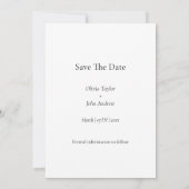 Minimale en chic zwart-wit save the date kaart (Achterkant)