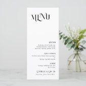 Minimale en chic zwart-wit trouwmenu menu (Staand voorkant)