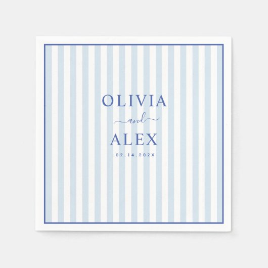 Minimale en chique blauwe Franse gepersonaliseerde Servet (Voorkant)