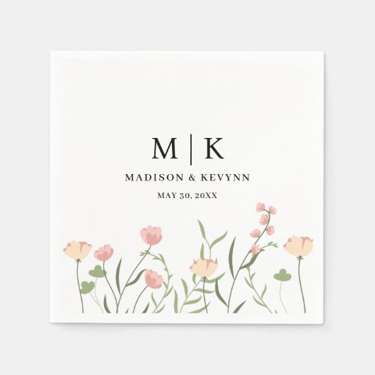 Minimale en chique bloemen | bruiloftsservetten servet (Voorkant)