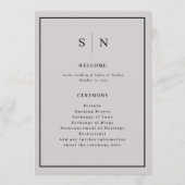 Minimale en chique grijs met zwarte rand bruiloft programma (Voorkant)