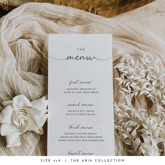 Minimale en chique zwart-wit bruiloft Menu