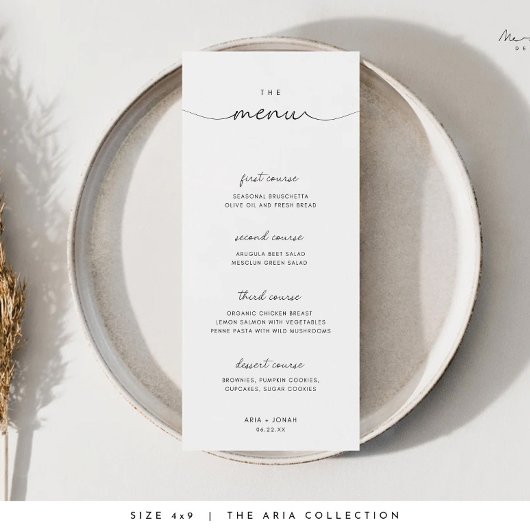 Minimale en chique zwart-wit bruiloft Menu