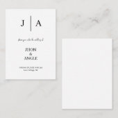Minimale en chique zwart wit bruiloft uitnodiging informatiekaartje (Voorkant / Achterkant)