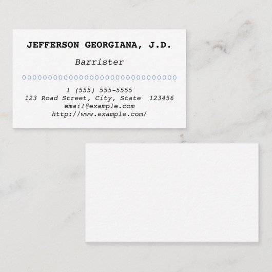 Minimale en conservatieve barrister Visitekaartje (Voorkant / Achterkant)