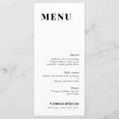 Minimale en elegante zwart-wit bruiloft Menu (Voorkant)